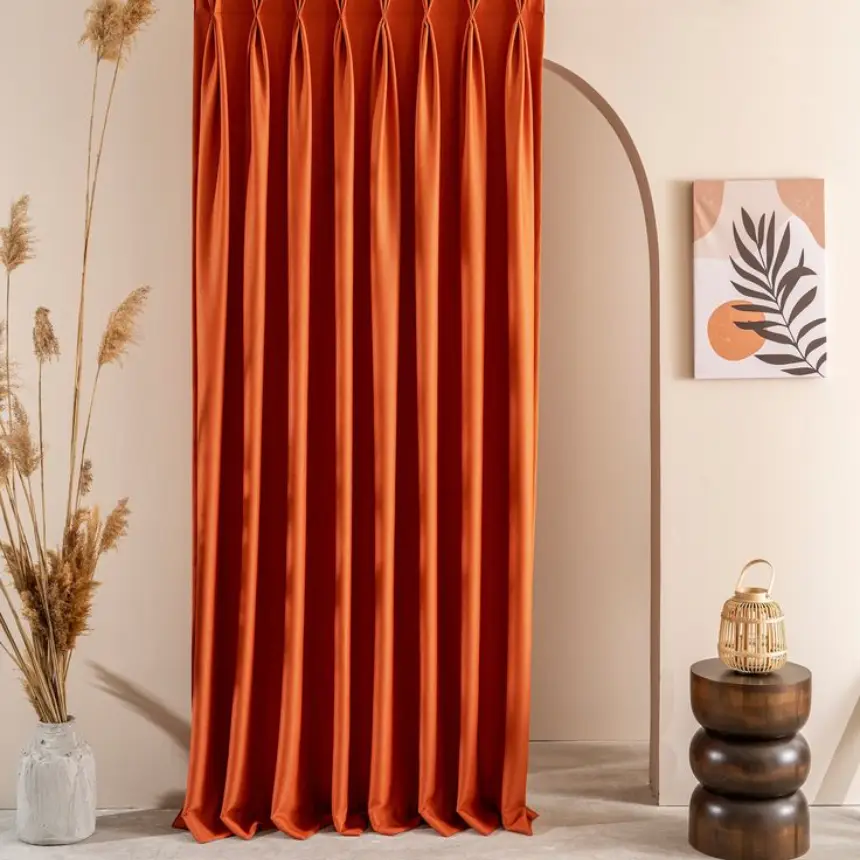 Floor-length wave curtains
