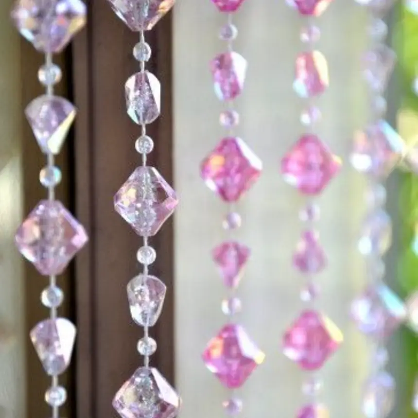 Transparent beaded curtains
