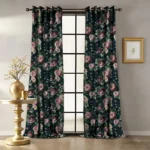Chiara Blooms Blackout Curtain Deep Blue Floral