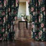 Chiara Blooms Blackout Curtain Deep Blue Floral