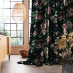Chiara Blooms Blackout Curtain Deep Blue Floral