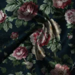 Chiara Blooms Blackout Curtain Deep Blue Floral