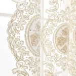 European Elegant Gold Embroidered Lace Sheer Curtains
