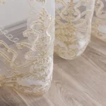 European Elegant Gold Embroidered Lace Sheer Curtains