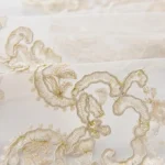 European Elegant Gold Embroidered Lace Sheer Curtains