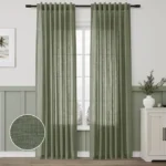 Linen Blend Green Curtains – 84 Inch Light Filtering Panels