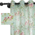 Retro Floral Linen Curtains – Pink & Green
