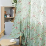 Retro Floral Linen Curtains – Pink & Green