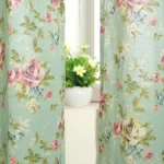 Retro Floral Linen Curtains – Pink & Green