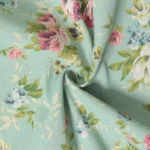 Retro Floral Linen Curtains – Pink & Green