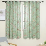 Retro Floral Linen Curtains – Pink & Green