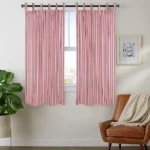 Cotton Striped Semi-Darkening Curtains Pastel Pink, Pack of 2