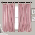 Cotton Striped Semi-Darkening Curtains Pastel Pink, Pack of 2
