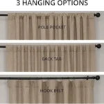Faux Linen Room Darkening Curtains – 120 Inch Extra Wide