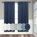 Navy Blue Linen Curtains 72 Inch Light Filtering Panels