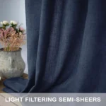 Navy Blue Linen Curtains 72 Inch Light Filtering Panels