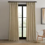 Tan Raw Linen Weave Light Filtering Curtains – Pair