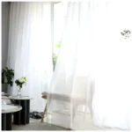 Chiffon Curtains White Semi-Translucent Floral Drapes