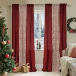 Christmas Curtains 2pcs Voile Snowflake Drapery