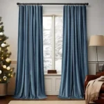 Gray-Blue Velvet Blackout Curtains