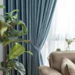 Gray-Blue Velvet Blackout Curtains