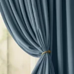 Gray-Blue Velvet Blackout Curtains