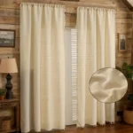 Linen Curtains 2pcs Bohemian Plain Blackout Drapery