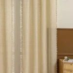 Linen Curtains 2pcs Bohemian Plain Blackout Drapery