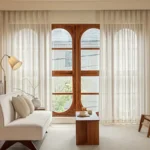 Sheer Curtains 2pcs Linen Striped Tulle Drapery