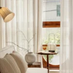 Sheer Curtains 2pcs Linen Striped Tulle Drapery