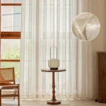 Sheer Curtains 2pcs Linen Striped Tulle Drapery