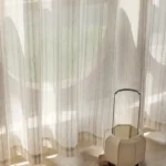 Sheer Curtains 2pcs Linen Striped Tulle Drapery