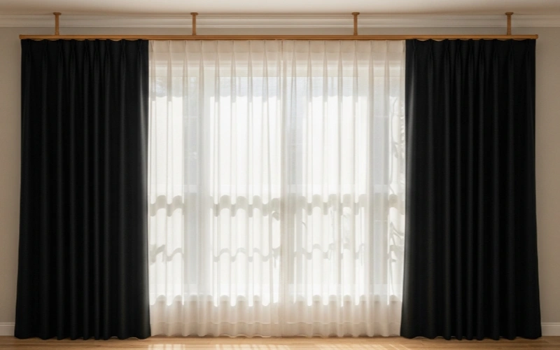 Layered Curtains Combo of Sheer and Blackout Curtains