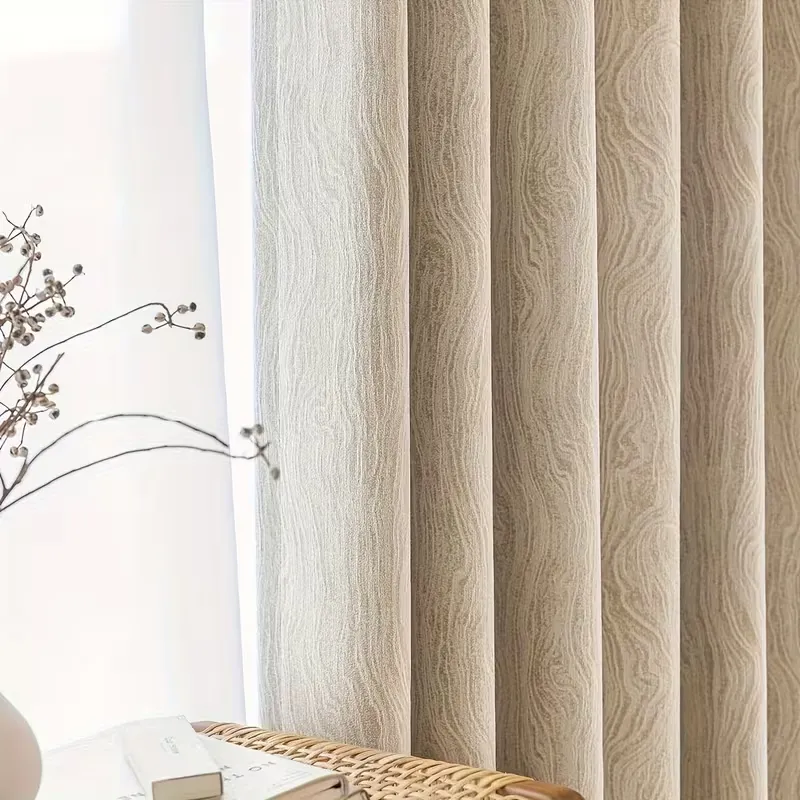 Blackout Curtains French-Style Oak Grain Chenille Drapes