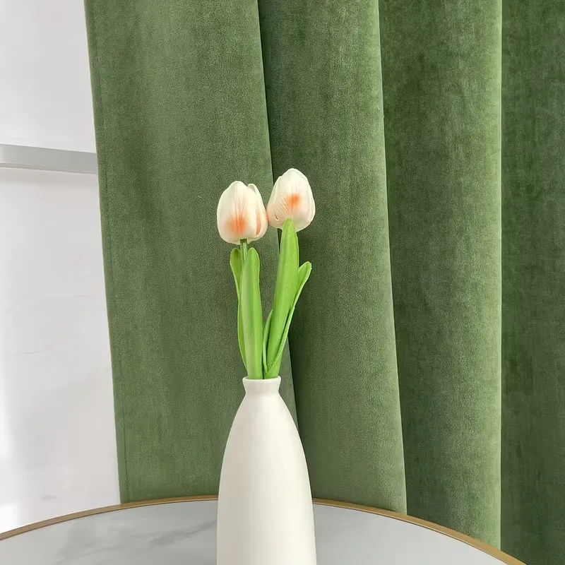 Grass Green Velvet Curtains