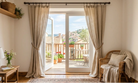 Balcony Door linen Curtains