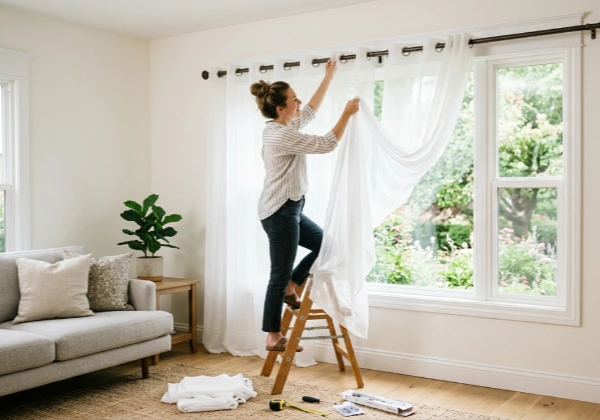 Chiffon Curtains installation