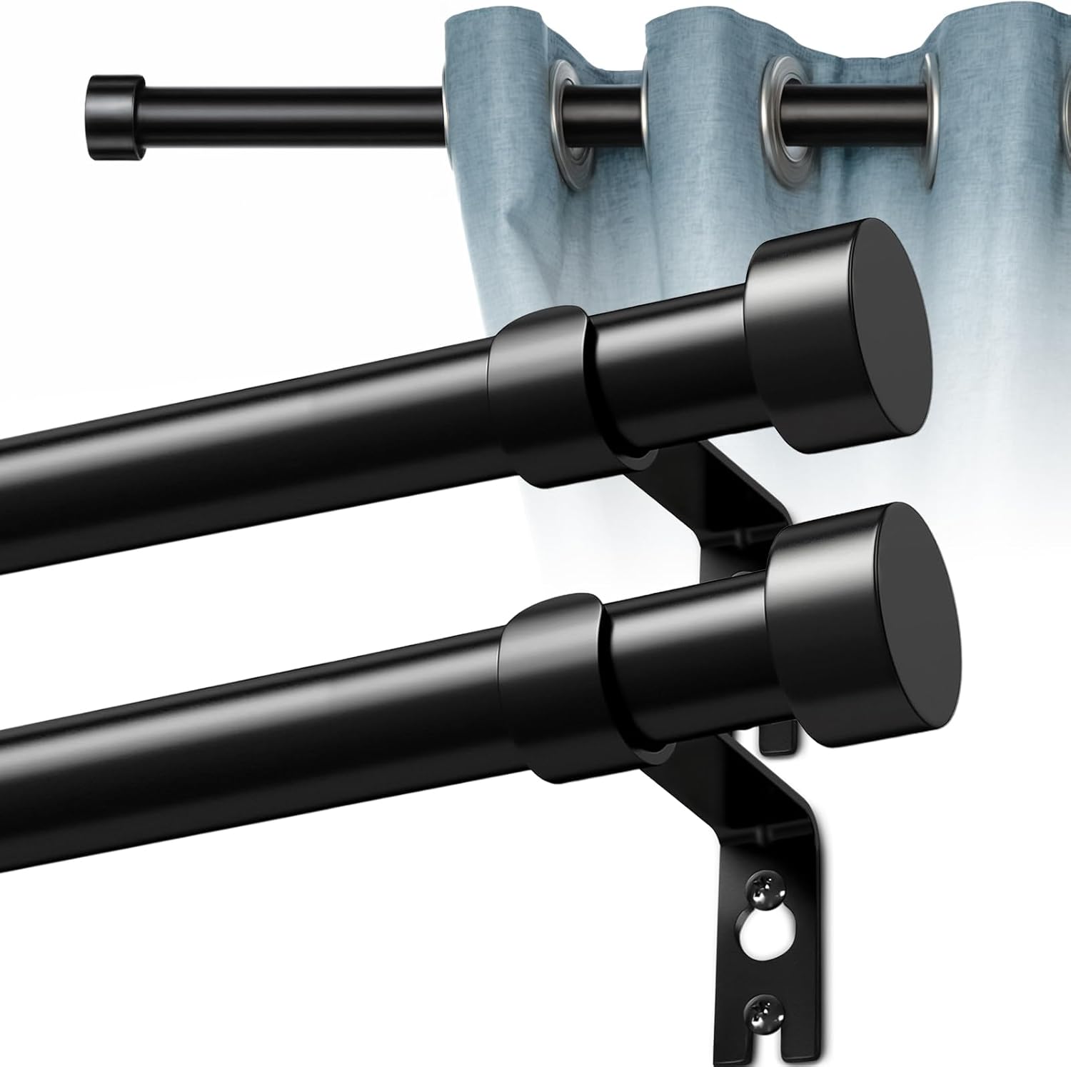 Extendable Curtain Pole with Fittings Rail